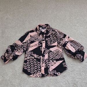 Gracia Black and Pink Abstract Top